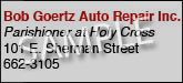 Bob Goertz Auto Repair, Inc. Sponsorship Banner