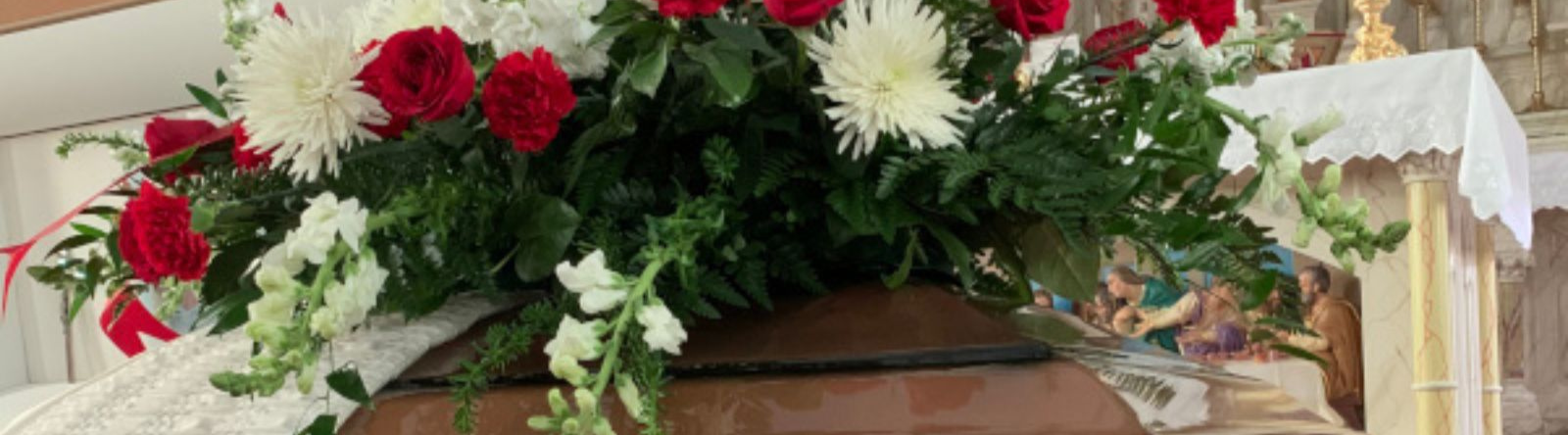 casket with flowers