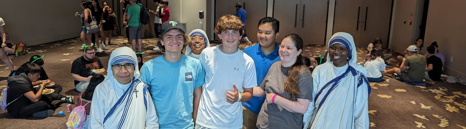 youth group kids with nuns