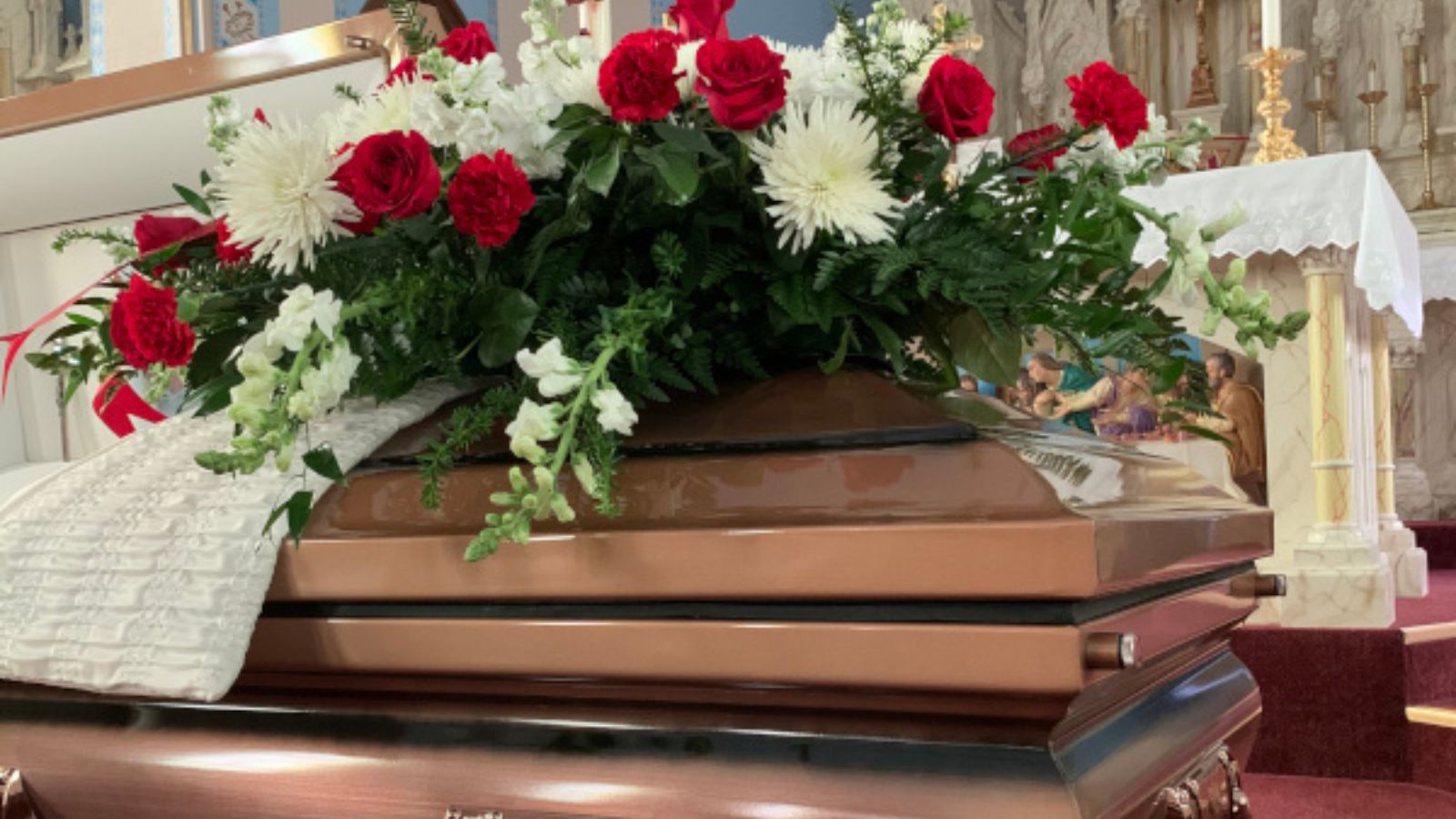 casket with flowers