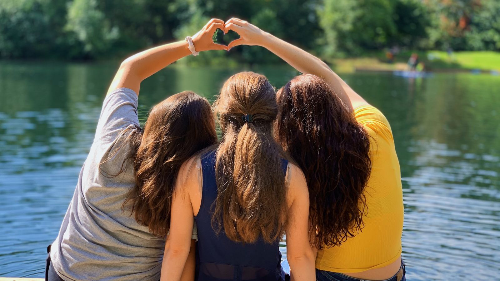three girls sitting together